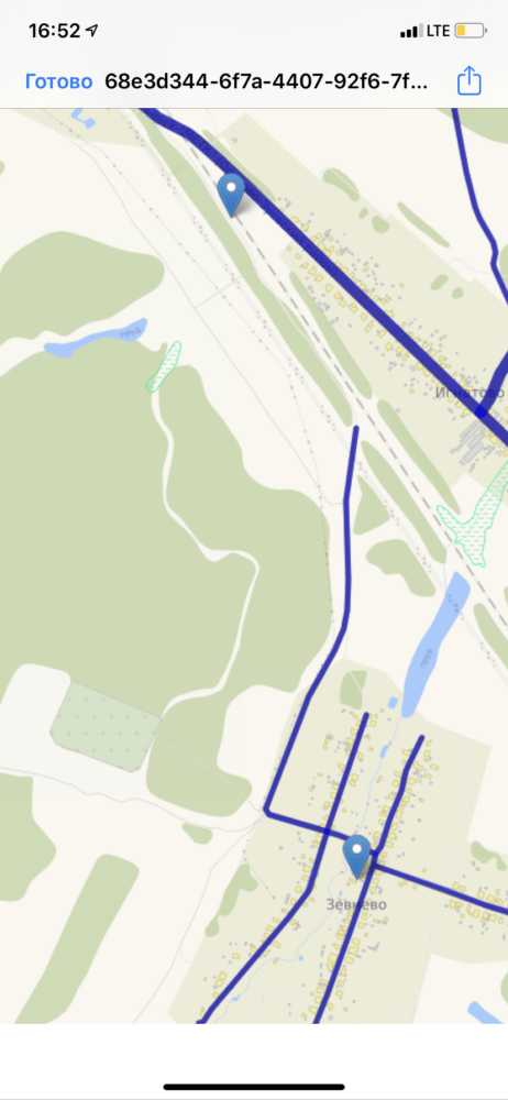 Синим цветом показаны муниципальные дороги, и не где нет выезда и въезда в деревню 