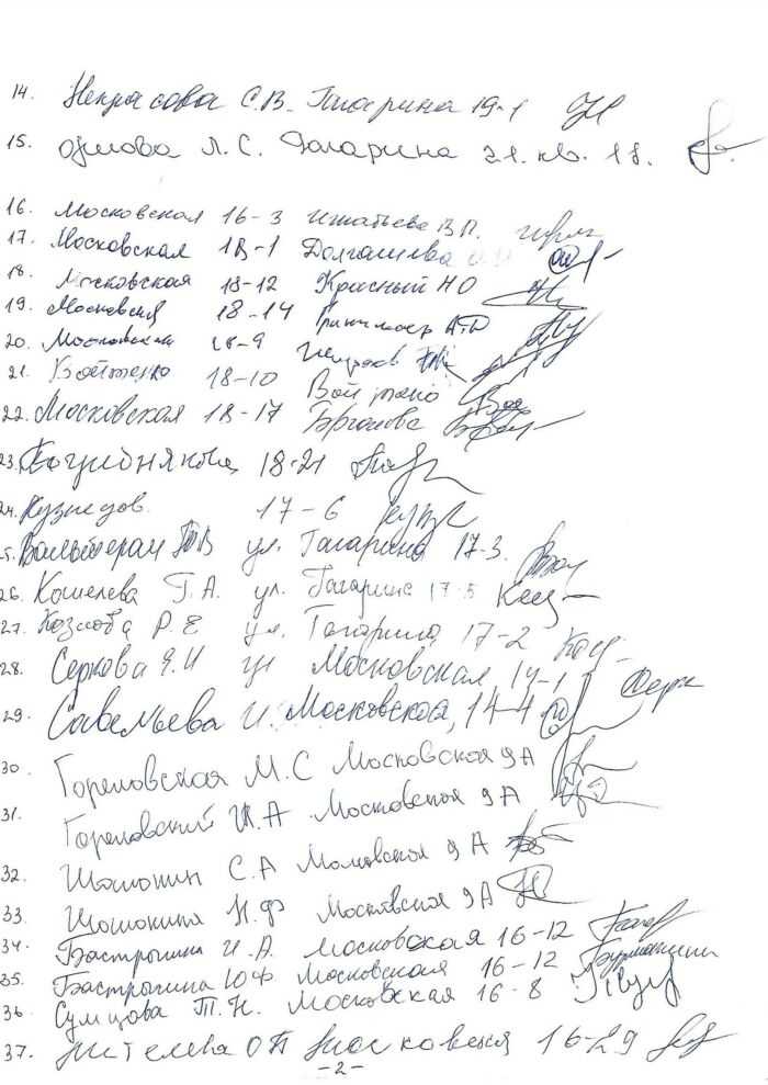 подписи жителей