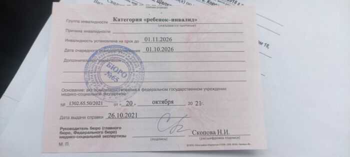 Справка об инвалидности 