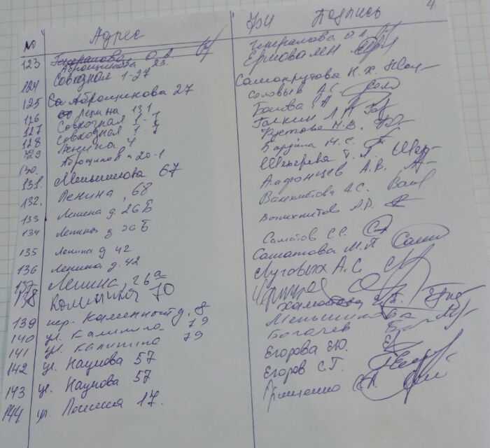 подписи жителей