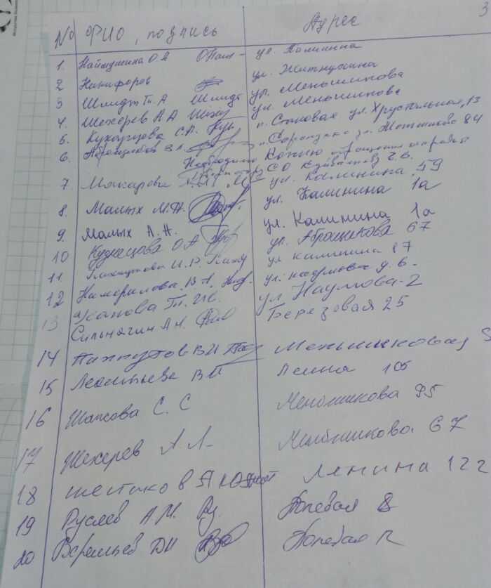 подписи жителей