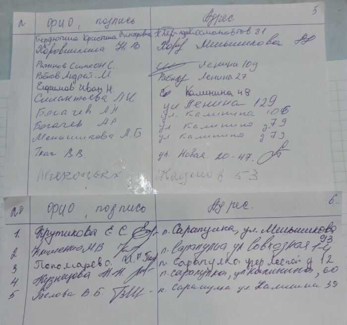 подписи жителей